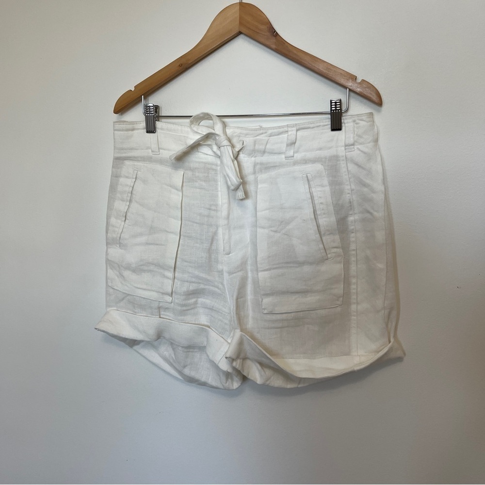 Polo Ralph Lauren Belted Linen Shorts in White Womens Size 4 - Picture 2 of 5